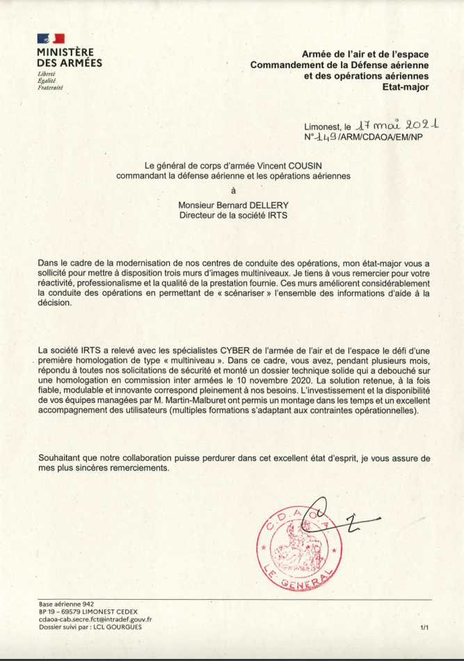 Témoignage d'utilisateur du général de corps d'armée, Vincent Cousin